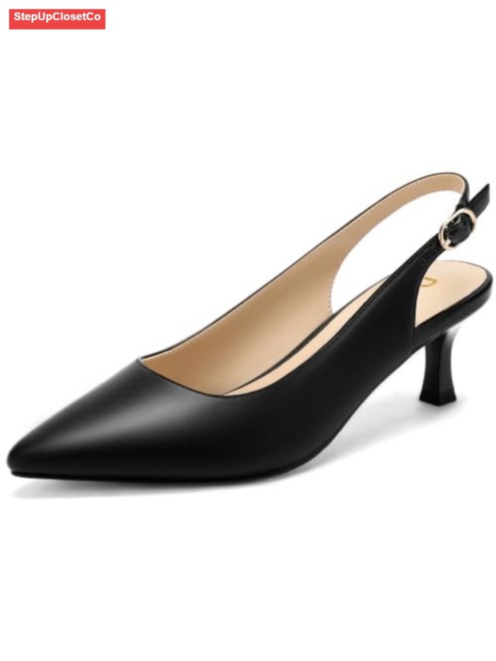 Slingback Kitten Heels Pumps Pointed Toe Low Heel Dress Shoes